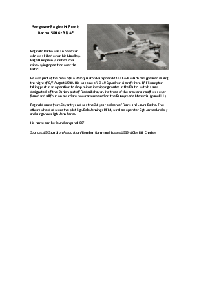 A preview of a PDF biography for Batho, Reginald Frank